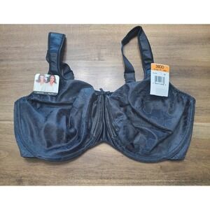 Bali Minimizer Bra 38DD Underwire Black Full Coverage #3562 Floral Satin NWT